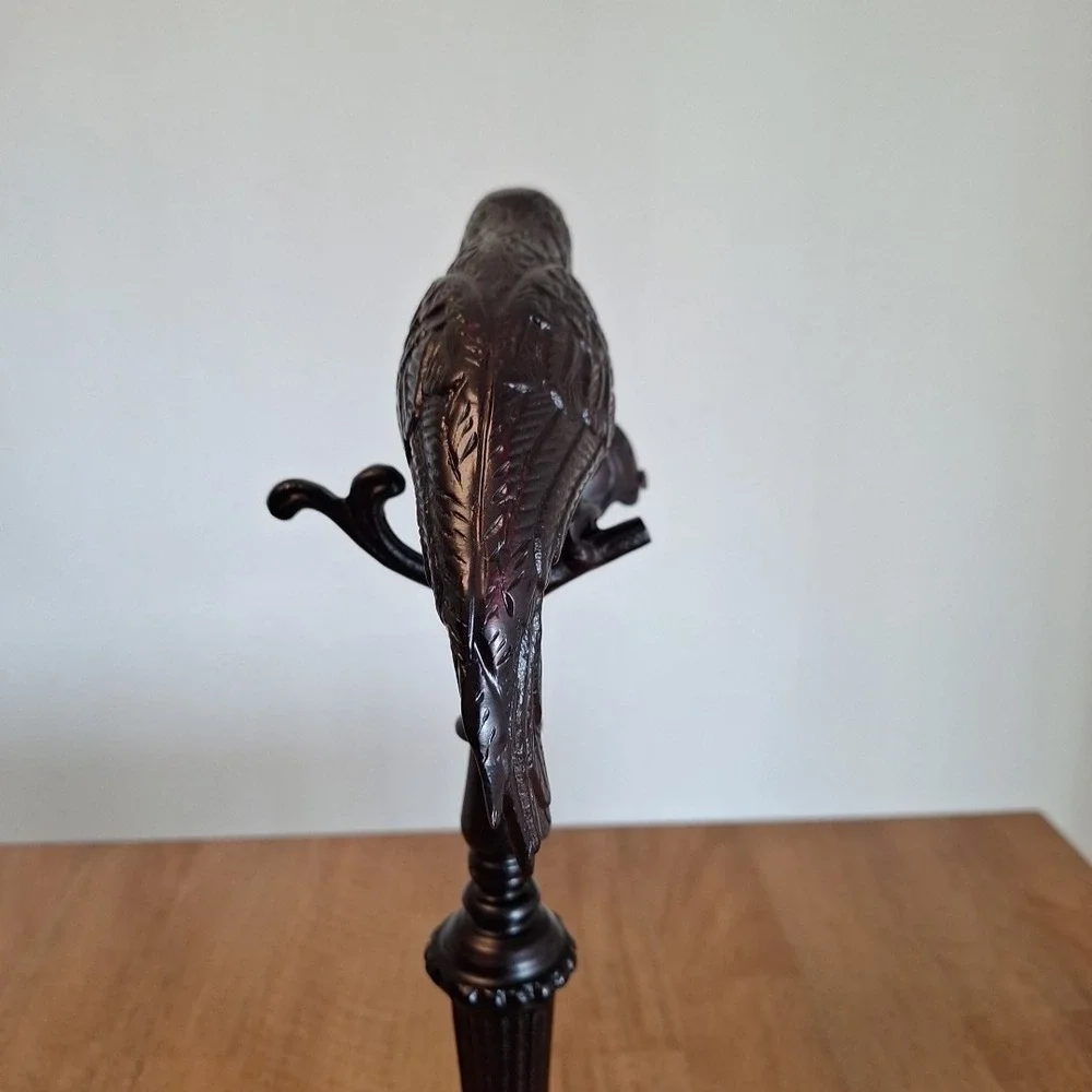 Vintage Art Deco Cast Iron Parrot W/ Lantern Lamp Working 18